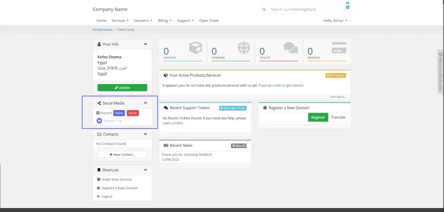 Discord SSO — WHMCS Module