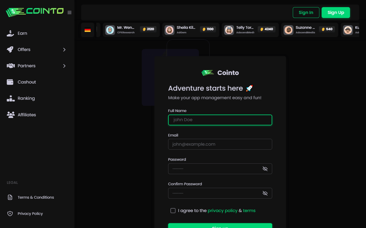 Cointo Lite — Offerwall & Rewards Script
