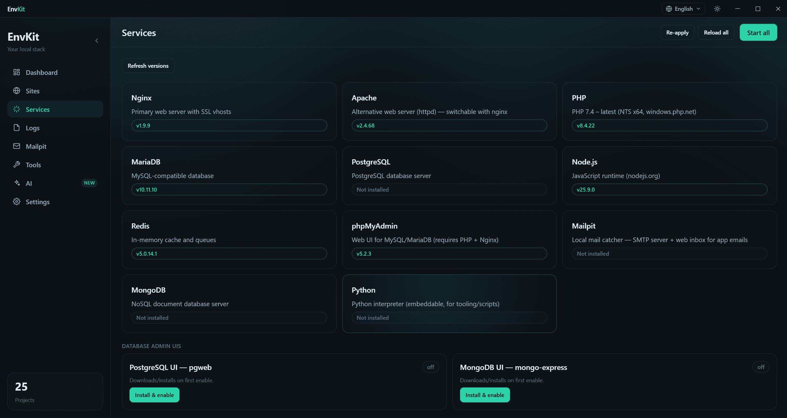 EnvKit — Local Dev Stack Manager